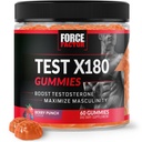 Prova del fattore di forza X180 Booster del testosterone di Gummies per gli uomini con Tongkat Ali, erba di capra cornea, Tribulus Terrestris, Fenugreek, & Maca nera, uomini di supplemento, punch di bacche, 60 Gummies, 1-Pack
