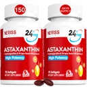 Astaxantina Integratori 24mg, 5 Mese di Alimentazione - Coconut MCT Olio, Microalghe fresche Fonte w/Grape Seed Oil, Ashwagandha - Antiossidanti per pelle sana, occhi, invecchiare - Non OGM & Gluten Free, 150 Softgels