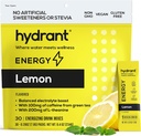 HYDRANT Energy Lemon Flavor 30 Stick Pack, miscela di idratazione rapida di caffeina e L-teanina, pacchetti di polvere di idratazione elettrolitica con zinco