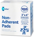 Globe Advanced Sterile Non-Adherent Pads| 100-Pack, 3” x 4”| Vestito in tessuto non adesivo| Altamente assorbente & Non-Stick, Rimozione senza dolore-Switch| Individualmente avvolto per protezione extra (3 x 4)