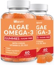 Vegan Omega 3 Gummies, Algae Omega-3 Supplemento DHA 240mg, EPA 110mg w/Vitamin B12, CoQ10, Fish Oil Alternative per adulti - Cervello, Bone, Eye & Immunity Support