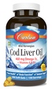 Carlson - Cod Liver Oil, 460 mg Omega-3s + Vitamine A & D3, Wild-Caught Norvegese Arctic Cod-Liver Oil, Sostenibilmente Fonte Nordic Fish Oil Capsules, Limone, 300 Softgels