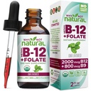 Perché non la vitamina naturale B12 Liquid Plus Folate - Organic Sublingual Extra Strength Vegan Drops - Integratore di metile con Folinic