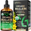 Gocce di Mullein per polmoni - USDA Organic Liquid - Mullein Leaf Extract Supplement - Made in Italy - Lung & Bronchial Cleanse for Smokers - Respiratory Health Support - As Tincture, Tea, Pills - 4 fl oz