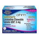 Ohm bambini Loratadine Chewable, Dye Free, Bubblegum, Non-Drowsy 24h Rilievo di starnuti, Runny Nose, Occhi Watery, Itchy Throat o Nose, Antihistamine, Indoor & Outdoor Allergies, 5mg, 30 Tablet