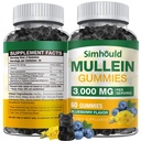 1 confezione Zucchero gratuito 3000MG Mullein Gummies - Lung Cleanse, Mullein Leaf Extract Supplement per Respiratory, Organic Mullein Drops with Quercetin & Bromelain for Lung, Digestive Health & Immune