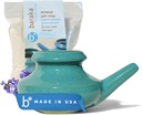 Baraka Neti Pot Tool Kit - Soluzione Snoring & Saline, Lavastoviglie di ceramica artigianale Sicuro con 2oz Mineral Sea Salt per Nose Cleaning & Sinus Rinse Perfetto per Allergy Relief in Adulti & Kids (Jade)