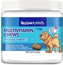 Herbion Animali Multivitaminici chews con minerali e probiotici, Migliora l'immunità e lo strato, Supporta la digestione, la salute del cervello e del cuore, Delicious Natural Duck Flavor, Supplementi per cani e vitamine, Confezione da 1