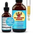 My Spectrum Heroes Calm & Focus Supplement Drops - Supporto per il cervello con L-theanine, GABA, Huperzine A - Migliorare la messa a fuoco per bambini o adulti - Aumentare la concentrazione per bambini e adolescenti - 2.02 FL oz. (60 ml)
