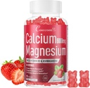 Calcio Magnesio Zinc Gummies & Vitamina D3,B6,B12,Immune & Supporting Bone Salute Calcium Supplemento di magnesio per gli uomini delle donne, senza zucchero Vegan Strawberry Flavor 90 conteggi