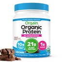 Orgain Organic Vegan Protein + 50 Superfoods Polvere, Fudge di cioccolato cremoso - 21g pianta a base di proteine, 10g fibra prebiotica, senza ingredienti di lattosio, senza glutine, senza aggiunta di zucchero, non OGM, 1.12 lb