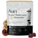 Auri Super Mushroom Daily Gummies - All-in-One Daily Mushroom Supplement Gummy - 12 Mushroom Blend con Chaga, Lions Mane, Reishi, Cordyceps - 60 Gummies