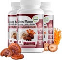 GreeNatr Complete Mushroom Supplement -10 in 1 Complesso con Lions Mane, Cordyceps, Shiitake, Chaga, Tail Turchia per il supporto immunitario, Memoria, Focus & Natural Energy Booster - 180 Capsule (3 bottiglie)