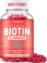 Biotin Gummies per la crescita dei capelli | Max Strength Biotin 10000mcg previene la perdita e la perdita | Integratore biotina masticabile per donne uomini e bambini | 100 Conte Vegan Hair Gummies per capelli pelle e unghie