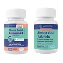 WELMATE Nighttime Wellness Bundle: Mucus Relief Guaifenesin 600mg Mucus Relief (200 Ct) & Doxylamine Succinate 25mg Sleep Aid (200 Ct) | Rilievo esteso per il sonno riposante