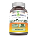 Amazing Formulas Beta-Carotene Supplemento | 25000 IU per Serving | 180 Softgels | Non-GMO | Gluten-Free Made in USA
