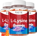 L-Lysine 1000mg Gummies - Supporta pelle, labbro, vegano, senza glutine, 60 lisina masticabile per adulti, vitamine tessuto Salute e sistema immunitario, Aminoacido vitamina Supplementi & integratori complessi (3 pacchetto)