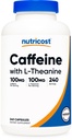 Nutricost Caffeina con L-teanina, 100mg di Ogni, 240 Capsule, 240 Serve - Non OGM e Gluten Free