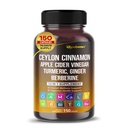 Ceylon Cinnamon Aceto di Mela Aceto Turmerico Ginger Root Berberine Gymnema sylvestre Latte Thistle Licorice -150 Capsules- Made in USA