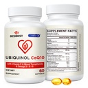 Besibest Ubiquinol CoQ10-600mg-Softgel, Active Coq10 Ubiquinol Supplemento con vitamina E & Omega 3, 6, 9, alto assorbimento-Coenzima-Q10, potente antiossidante per la produzione di energia, testato, 60 conte