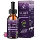 (2 Pack) Gocce liquide di Thistle di latte Silymarin 1000mg, Integratore di fegato Detox & Cleanse con Dandelion & Artichoke, Estratto organico di cardo del latte per la riparazione del fegato Salute, Vegan, Non OGM, 1 Fl Oz