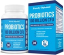 Probiotici Premium puramente ottimali (Tipi vari) w/Prebiotici organici & enzimi digestivi (30 conteggio (Pacchetto di 1), 100 miliardi di CFU)