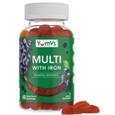 YUM-V'S Iron Gummies - Supplemento di ferro multivitaminico con vitamina C, A, B & Zinc, Supporta l'ossigeno sanguigno, integratori vegani per le donne, gli uomini e i bambini per la crescita e lo sviluppo - Uva Flavor | 60 Conte