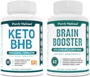 Integratore di chetoni esogeni Keto BHB puramente ottimale + Supplemento di cervello Premium - Booster di cervello nootropico per messa a fuoco, chiarezza, memoria migliorata, concentrazione e umore migliore