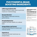 Brain giovanile | Memory & Brain Health Support Supplemento con Bacopa Monnieri, Ginkgo Biloba, B12 - Facile da ingoiare Compresse - 30 giorni di alimentazione (60 conteggio)