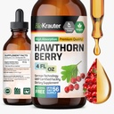 BIO KRAUTER Hawthorn Estratto di bacche Tincture - Natural Hawthorne Berry Supplement - 100% Pure Formula - Vegan Sugar & Alcohol Free - 4 Fl. Oz. - 56 Giorno di fornitura