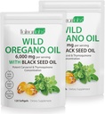 Olio di capsule di origano - 2 in 1 6000mg Olio di origano con olio di semi nero 200mg - capsule di olio di origano - Supporto digestivo & Antiossidante, supporto digestivo non OGM (2 Confezione)