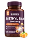 Vitamina B12 Sublingual, Methylcobalamin 5000mcg per la produzione di energia, energia, Nerve & supporto cellulare, Natural Peach Flavor, Vegan, Zero Sugar, 90 compresse disciolte veloci