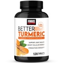 FORCE FACTOR Migliore curcumina turrica 1600mg con pepe nero & Ginger, supplemento di supporto articolare di resistenza clinica, assorbimento superiore, 120 compresse