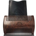 Cuscinetto naturale bianco Pettinato per gli uomini, Legno di Sandalo Naturale in legno, denti a doppia azione, Legno Sandalo Premium fatto a mano, Perfetto per Balms e Oli, Include custodia in pelle PU, Dimensioni tasca