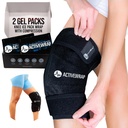 ActiveWrap - Ginocchiera Ice Pack con compressione, 2 Gel Riscaldamento & Cold Pack riutilizzabili per il dolore al ginocchio, Gambe & Shin Splints. Impermeabile a freddo flessibile per il controllo delle lesioni e del gonfiore & supporto comune - Una dimensione si adatta alla maggior parte