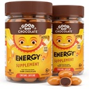 Buon giorno Integratori di energia del cioccolato per adulti [2 Pack] Cioccolato di caffeina di commercio equo con B-Vitamins, Estratto di tè verde e 20 mg di caffeina per pezzo - Booster di energia per le donne e gli uomini