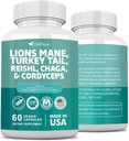 Lions Mane 3000mg Turchia Tail 3000mg Reishl 1000mg Chaga 1000mg Cordyceps estratto di polvere contenenti Maitaake Shiitake Black Fungus, supplemento di pannocchia, integratori minerali, 60 capsule