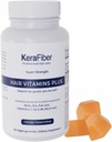 KeraFiber Professional Hair Vitamins Plus Gummies - Biotin Hair Growth Supplements - Vegan Hair Vitamins with Zinc, Vitamine A, C, D, E, B6, B12 - Supports Hair Growth, Skin & Nails - 60 Count