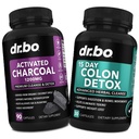 Detox Charcoal & Colon Cleanser - Pillole di carbone di cocco organico & Pulitura del colon per Blocco di gas di Stomach & Regolarità - Integratori di movimento del bowel per Bloating di Stomach, Supporto di Gut