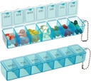 2 Pack organizzatore settimanale di pillole, grande scatola di pillole di 7 giorni, scatola quotidiana di medicina della cassa della vitamina, contenitori di pedaggio per i supplementi di medicina olio di pesce (blu)