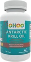 OHOO Antartico Krill olio 500mg Omega-3 EPA & DHA Supplemento, Phopholipids, Antiossidante Astaxantina, Supporta cuore sano e anti-invecchiamento supplemento con No Fishy Aftertaste, 30 Softgels