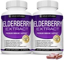 Capsule di sambuco organici con estratto di sambuco - Pure Elderberry Fruit per il supporto immunitario, Salute della pelle e potente antiossidante, Boost Immunity for Men & Women, 60 capsule di verdure, Non-GMO & No Sugar