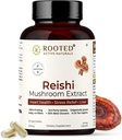 ROOTED Reishi Mushroom Extract Capsule (60 Veg Caps, 500 mg) | Heart Health, Stress Relief, Liver. USDA Organic, 30% Beta Glucans, Certificato Organico