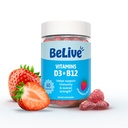 BeLive Vitamin D3 Gummies con Vitamine B12 - 60 Ct Supporto Immune Gummies con Vitamina Vegana B12 & D3, Fornisce una maggiore resistenza al muscolo e all'osso, salute del cuore ed energia - aroma di fragola