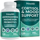 Supplemento di Cortisol 5-in-1 per le donne e gli uomini con Ashwagandha per calma, messa a fuoco e supporto surrenale Supplementi con Estratto di Shilajit, Glycina di Magnesio, Probiotici (120 ct) (Pack di 1)
