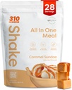 310 Nutrition All-In-One Meal Sostituzione Shake Powder - Plant-Based Protein Smoothie Blend w/High Fiber, Probiotics & Adaptogens - Carb basso, Vegan, Keto & Paleo Friendly - Caramel Sundae - 28 Srv