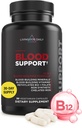 Livingood Supplemento giornaliero di ferro per le donne e gli uomini, Formula di supporto del sangue con ferro chelato, B12 metilato, vitamina C, zinco e follia, vegano, non OGM, senza glutine, senza allergeni, 30 capsule