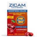 Zicam Cold Remedy Zinc Lozenges, Wild Cherry Flavor, Omeopatico, Soothes Sore Throat and Coughs, Cold Shortening Medicine, Shortens Cold Duration, 25 Count