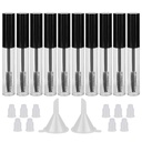 GTHER 10PCS 10ML Bottiglia di tubo di Mascara vuota con la bacchetta di sopracciglia, inserti di gomma e imbuti impostati per olio di ricino / olio di crescita, contenitore di crema fai da te con cappuccio, nero