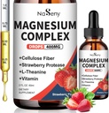 Magnesio Glycinate Liquid 400mg, Alto Assorbimento Magnesio Complessivamente con Vitamina B6, D, C per sostenere il sonno, Muscolo, Nerve Health, Non OGM Gluten Free Vegan (2 Fl Oz/Strawberry)